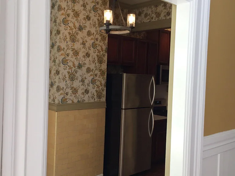 dining room into kitchen view