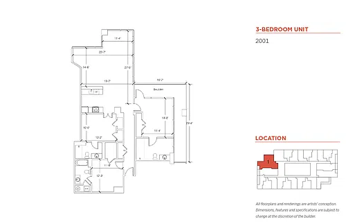 Floor plan Three Bedroom with Balcony