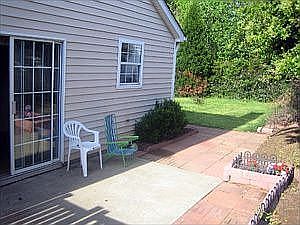 Private fenced backyard