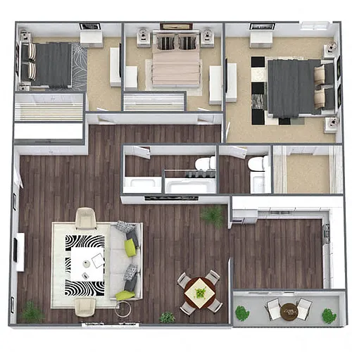 Floor plan C1: 3 Bed 1 Bath