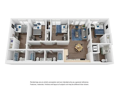 Floor plan Private Bed in a 4 Bed 4 Bath