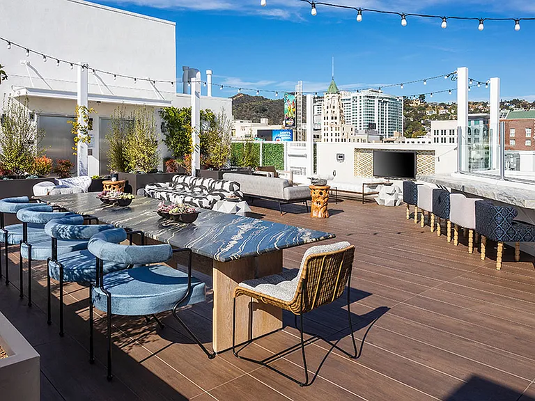 Alfresco dining and gathering areas with scenic views