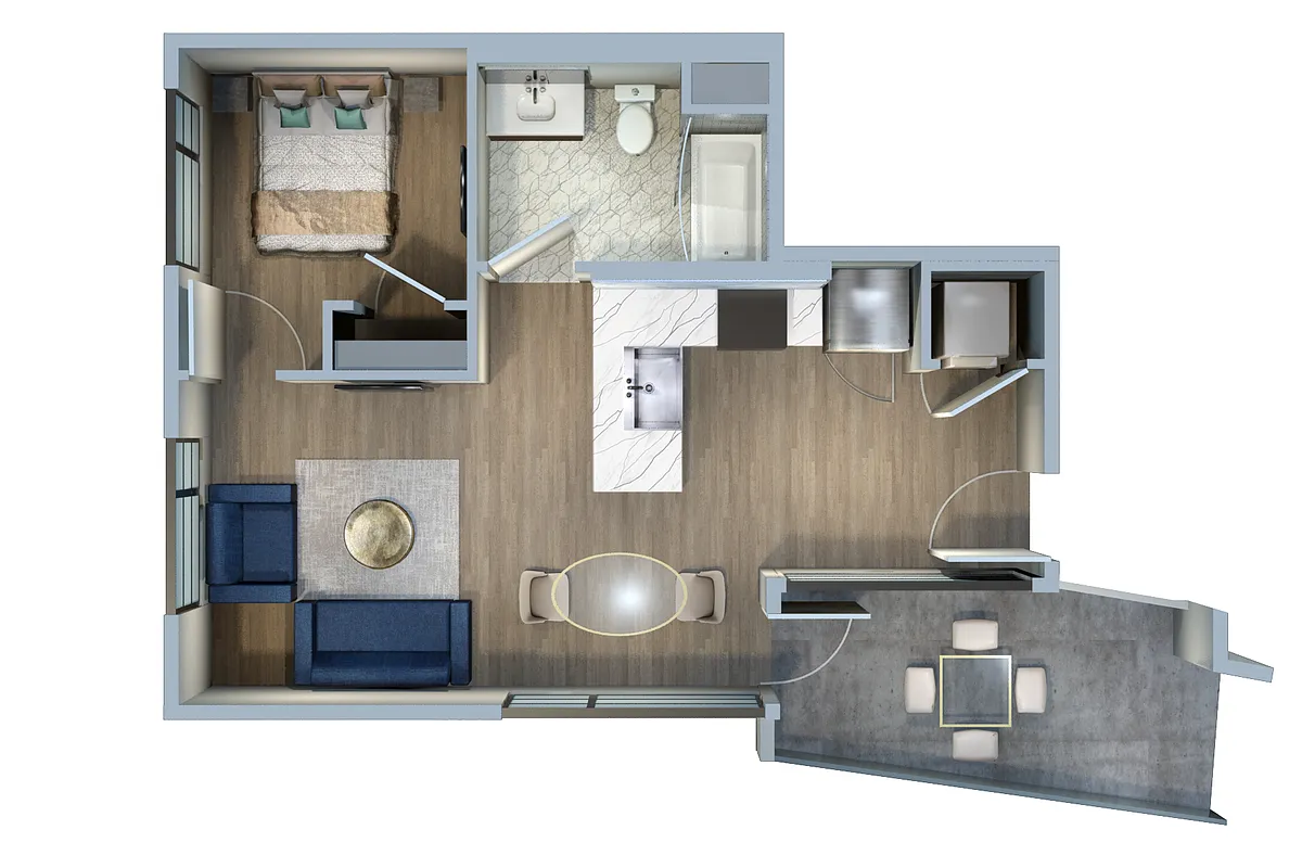 Floor plan 1 Bed/1 Bath-1R