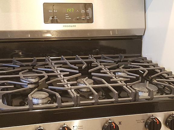 Kitchen with new gas range