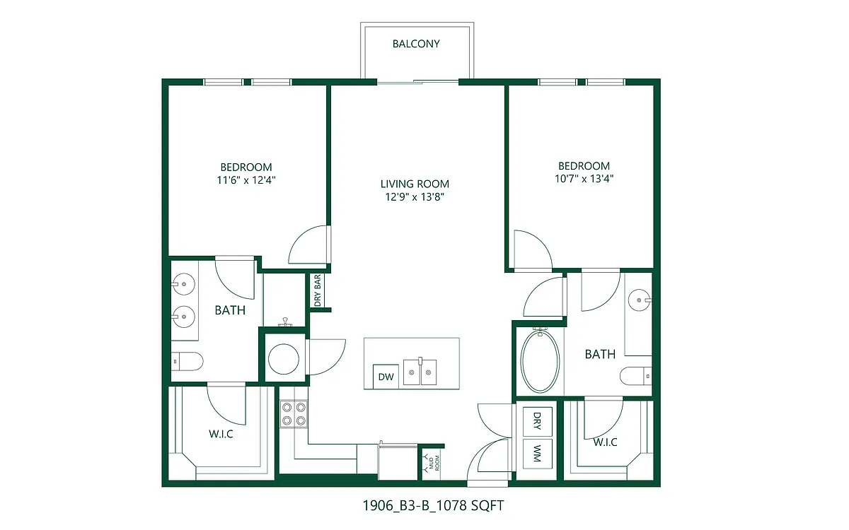 Floor plan 2 bed 2 bath