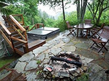Slate surrounded firepit