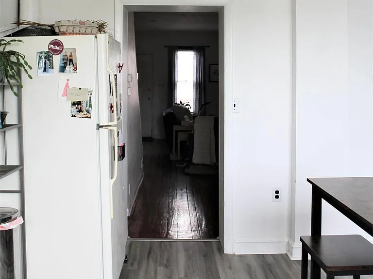 Kitchen facing living area
