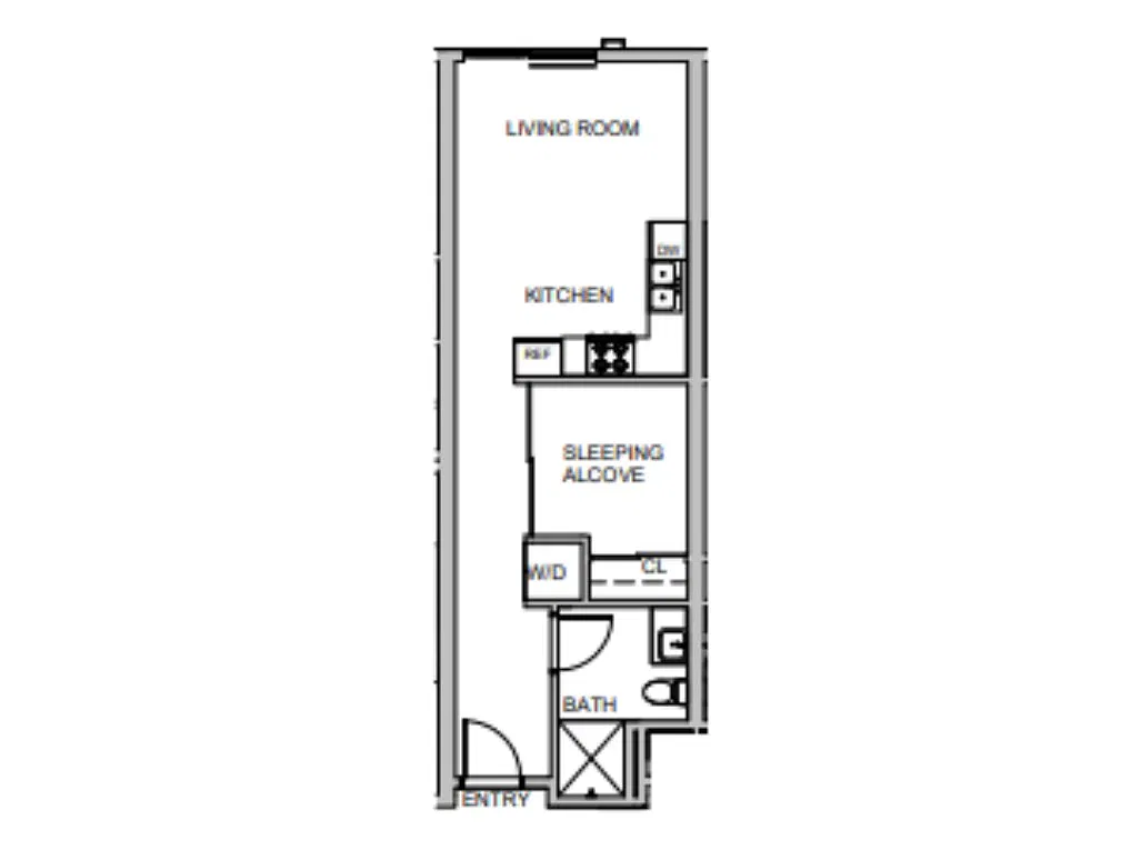 Floor plan Jr 1 Bedroom - Hollywood Views