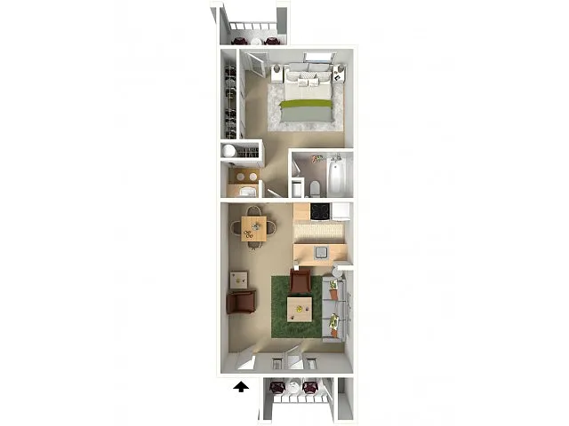 Floor plan E - 1 BR Lg