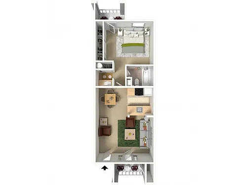 Floor plan E - 1 BR Lg