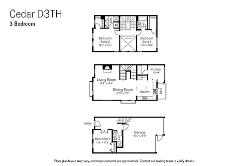 Floor plan Three Bedroom Cedar D3TH