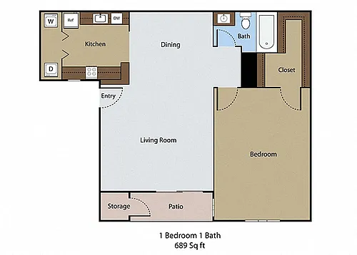 Floor plan 1 BR 1 BA