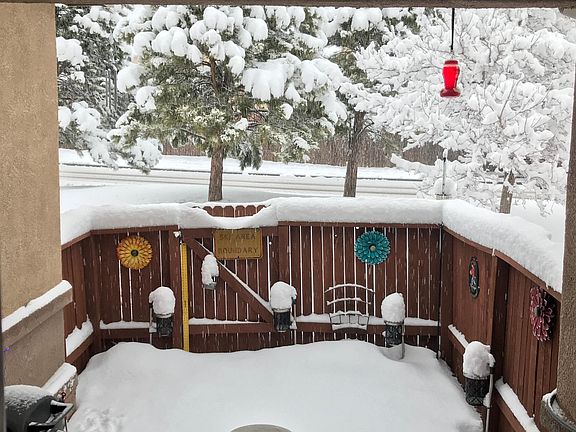 Fenced in patio, beautiful in the winter