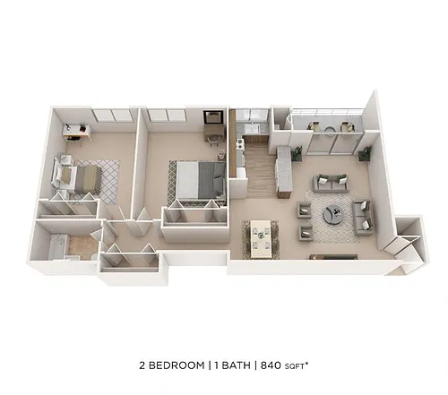 Floor plan Two Bedroom - 840 sqft