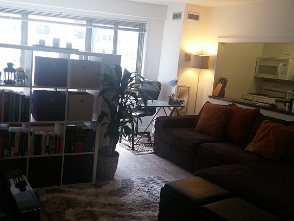 View of the living space and window facing south