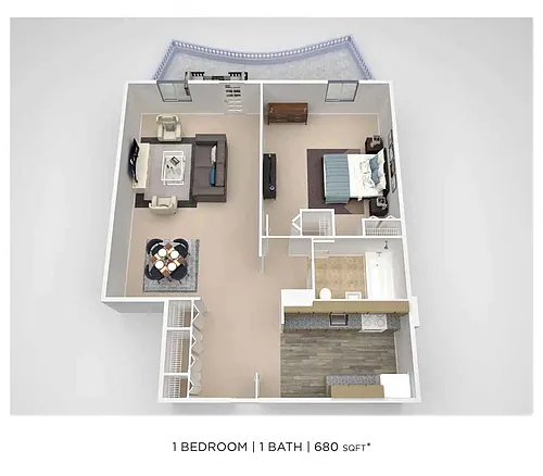 Floor plan PCH 1 Bdrm - A