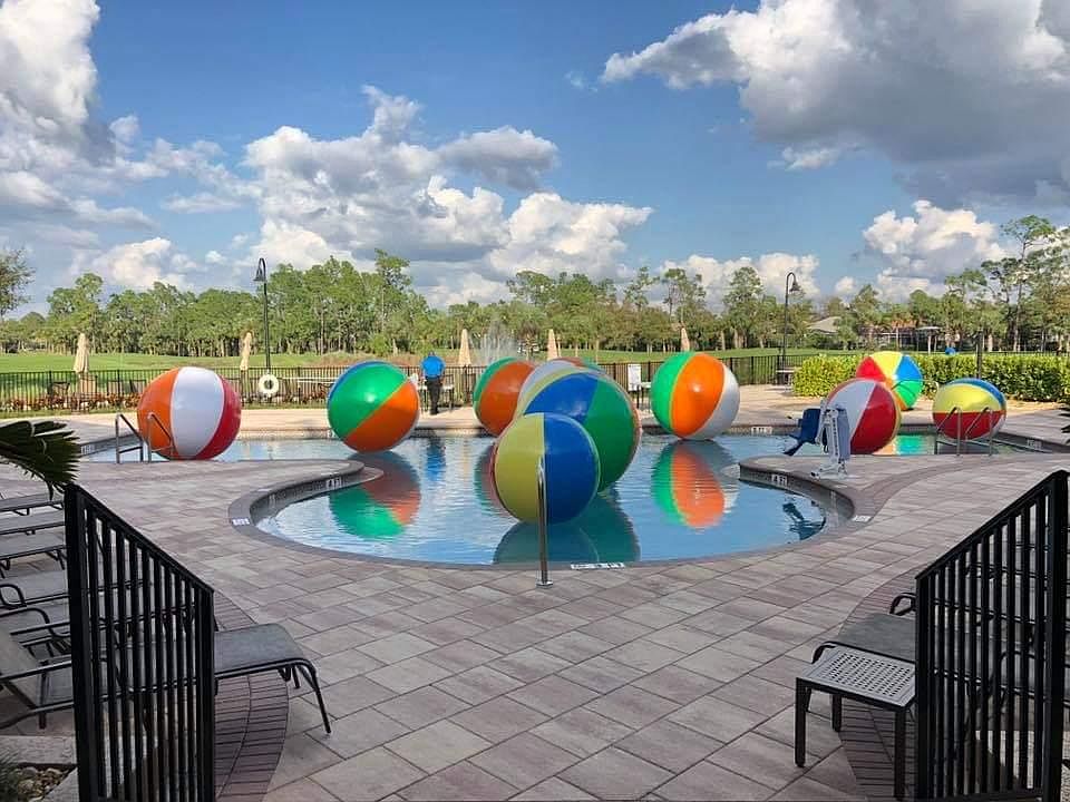 These beach balls do not require sand!The pool at the clubhouse