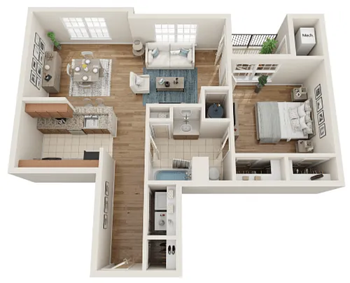 Floor plan Type H - One Bedroom