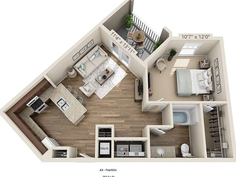 1 Bedroom | 1 Bath | 756 SF 1 Bedroom | 1 Bath | 756 SF