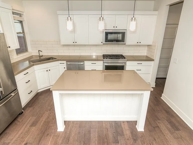Kitchen with stainless steel appliances