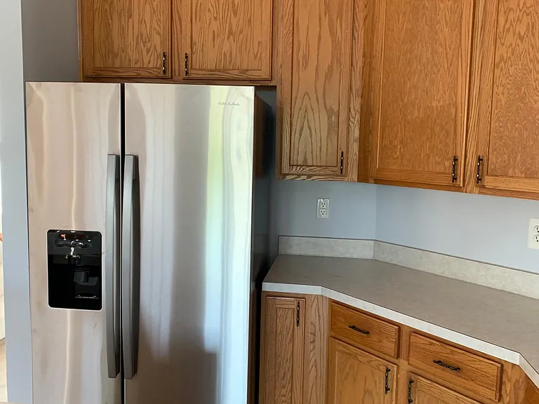 Kitchen counters and refrigerator