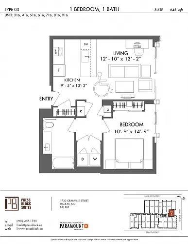 Floor plan 1 Bedroom | Type 03 (Barrier-Free)