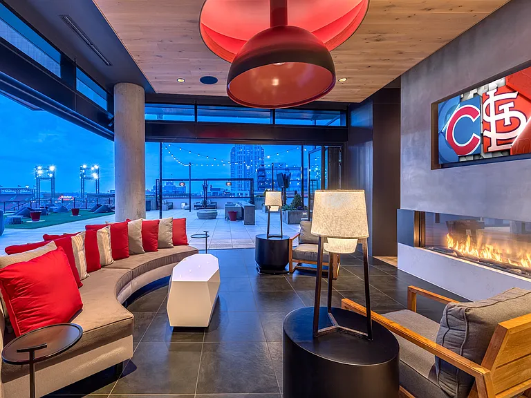 The Amenity Level that Overlooks Busch Stadium at One Cardinal Way Luxury Apartments
