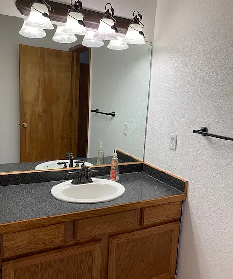 Well lit Master Bathroom