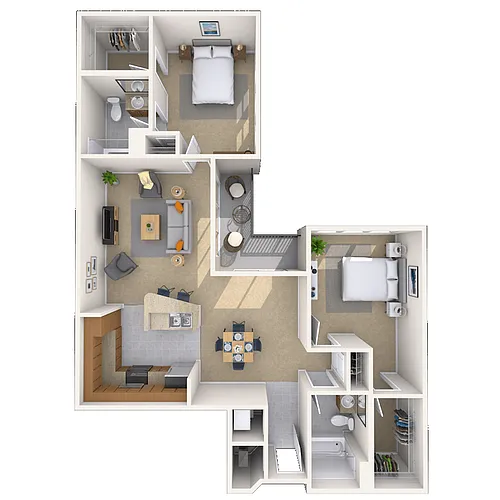 Floor plan 2 Bed 2 Bath