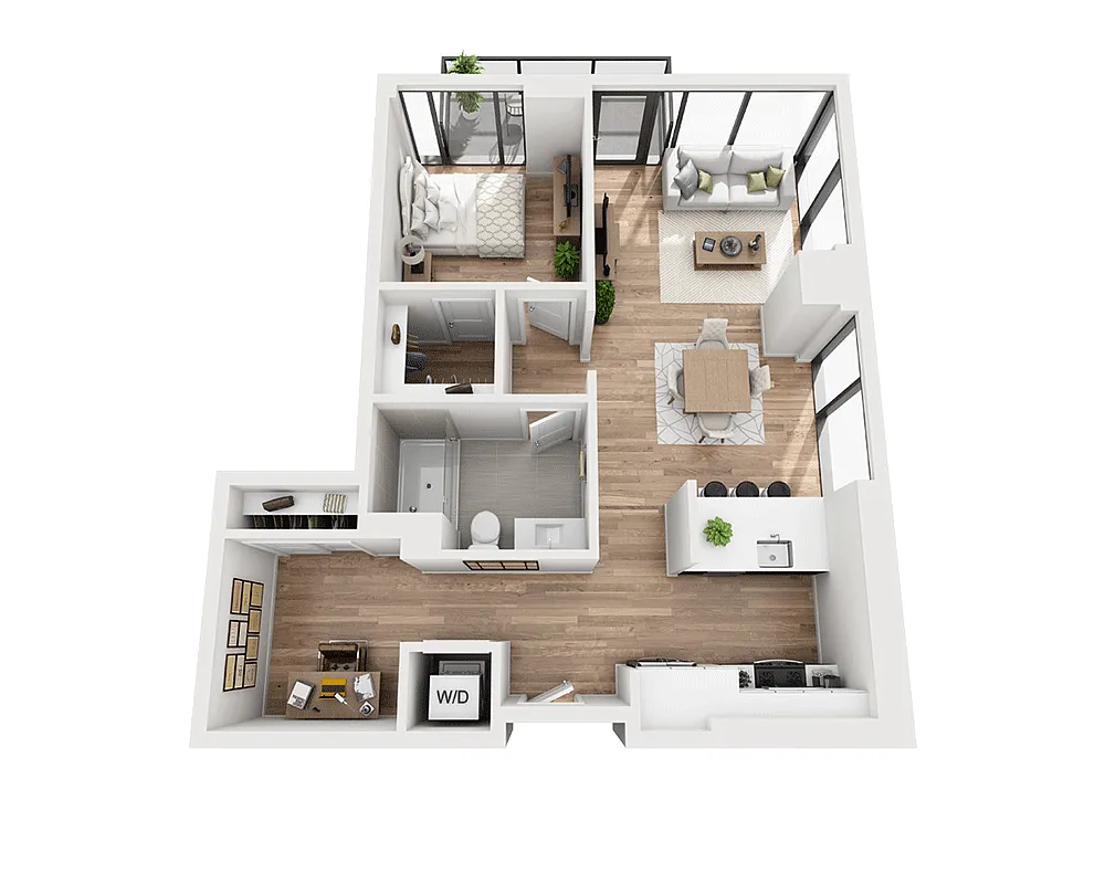 Floor plan One Bedroom A1C
