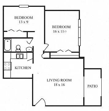 Floor plan 2 Bedroom - Garden-Style