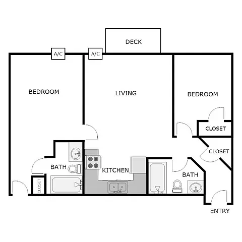 Floor plan 2 Bed 2 Bath