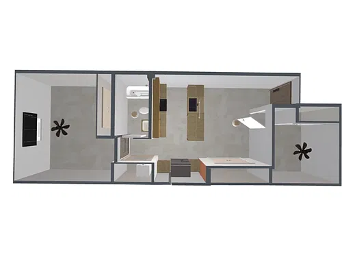 Floor plan 2 Bed - 1 Bath