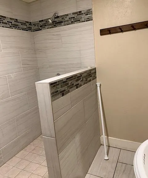 Upstairs full bath with huge walk-in tiled shower