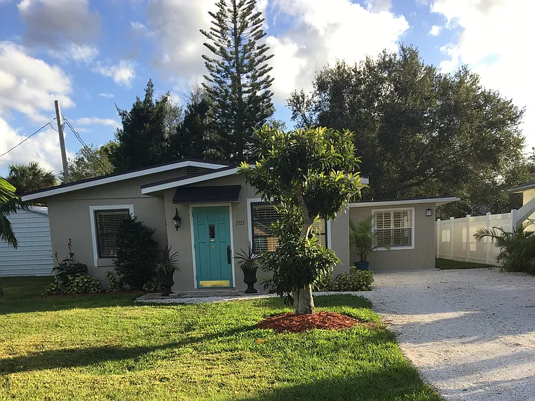 Front yard and parking area