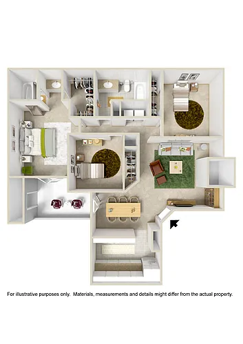 Floor plan THREE BEDROOM TWO BATH
