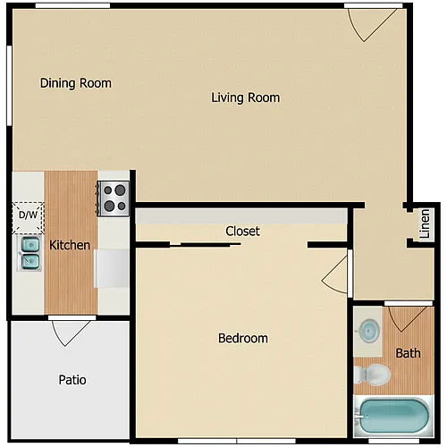 Floor plan 1 Bed 1 Bath