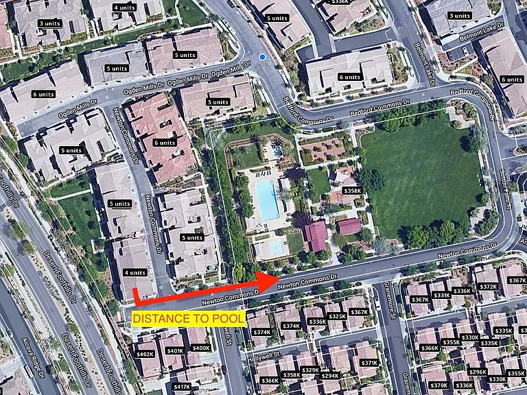 Map of unit relative to Pool and Park