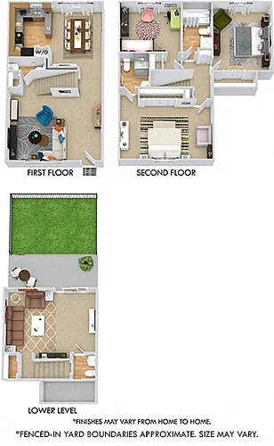Floor plan Covington Townhouse with Fenced-In Yard and Den