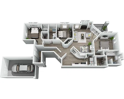 Floor plan Three Bedroom C2D