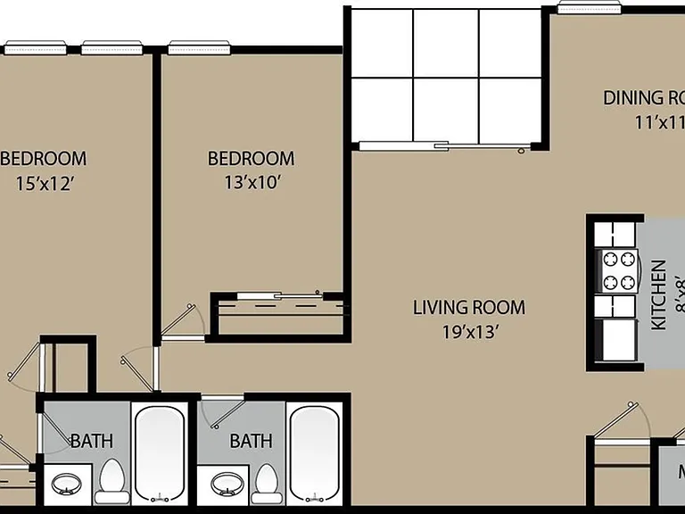 Cottonwood Two Bedroom Floorplan Cottonwood Two Bedroom Floorplan