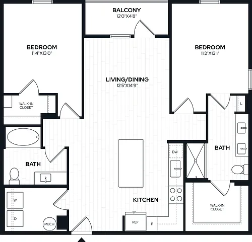 Floor plan 2 Bed/2 Bath-B1c