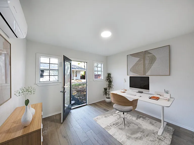 Office. This image shows a virtually furnished space. This space comes unfurnished.