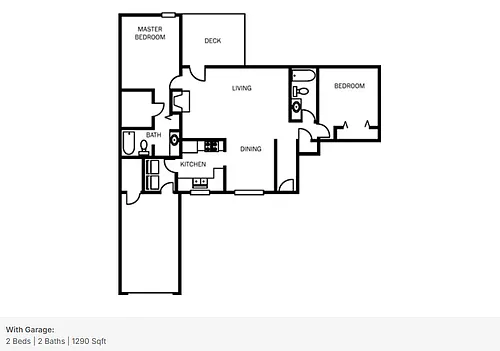 Floor plan 2 Bedrooms With Garage