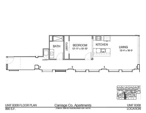 Floor plan c1-890 - 1 bed, 1 bath