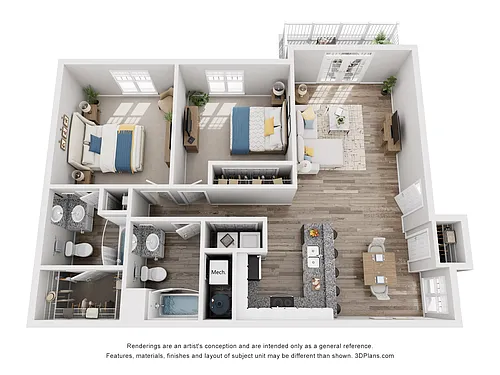 Floor plan B1 - Two Bedroom, Two Bathroom