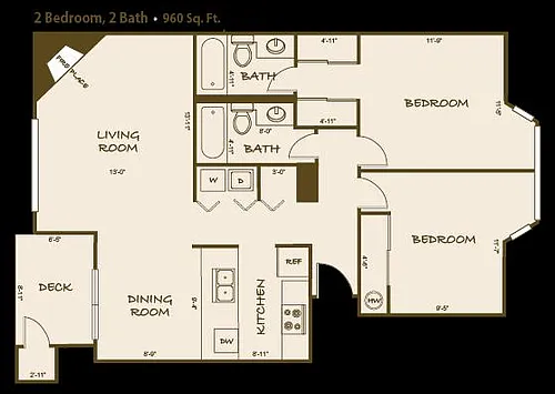 Floor plan 2x2 AVAILABLE