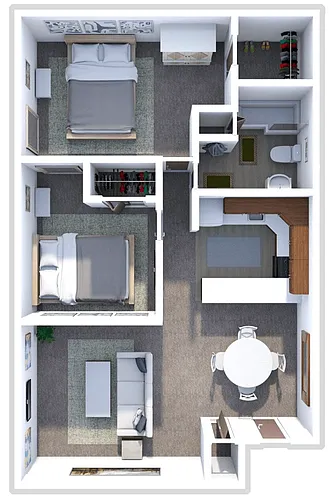 Floor plan ARBOR ARMS 2 BEDROOM 1 BATH