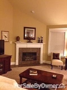 Living Area with Cathedral Ceiling
						:
						The living area is spacious with a cozy fireplace.