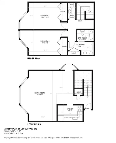 Floor plan 2-Bedroom Bi-level XL
